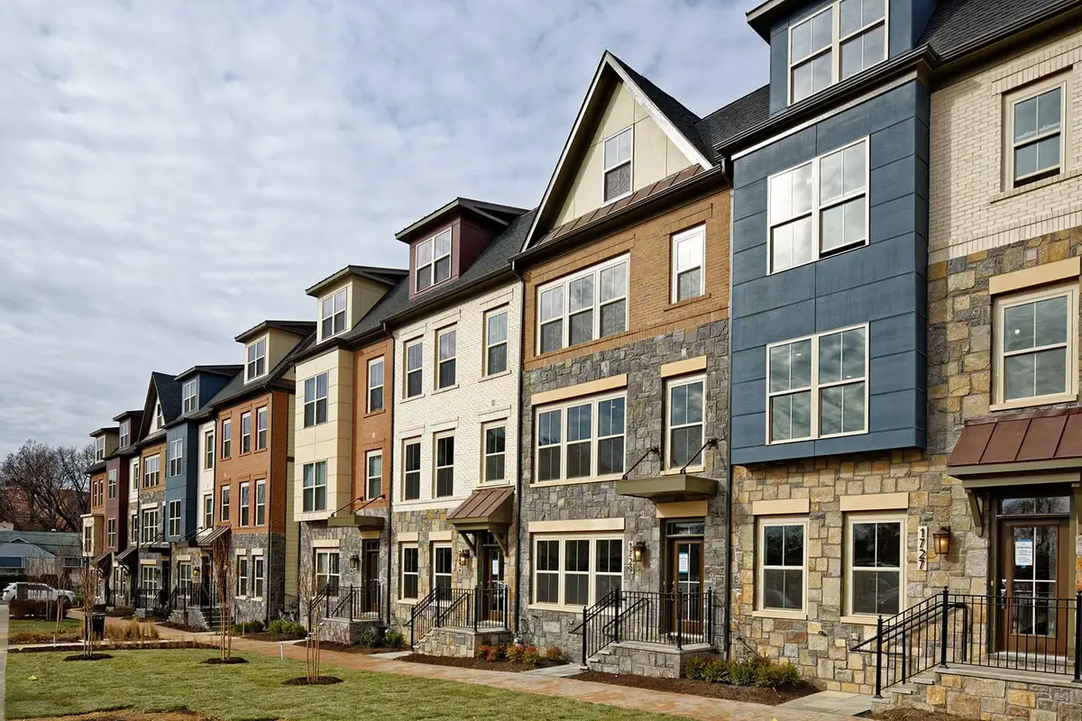 Exterior view of Carver Place condominium building on Columbia Pike in Arlington, VA