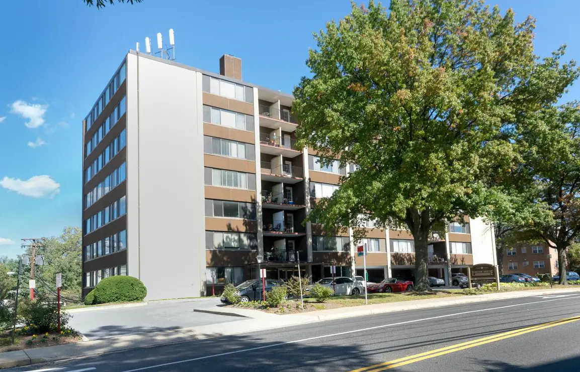 Exterior view of Lorcom House condominium building on Langston Blvd in Arlington, VA