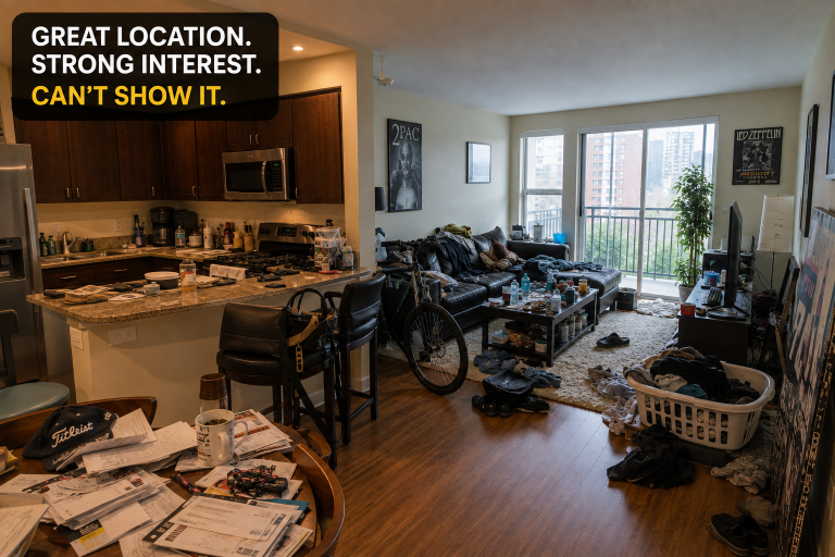 Messy condo. Here's how a tenant affects showings, your buyer pool, and your price when you sell an Arlington condo.