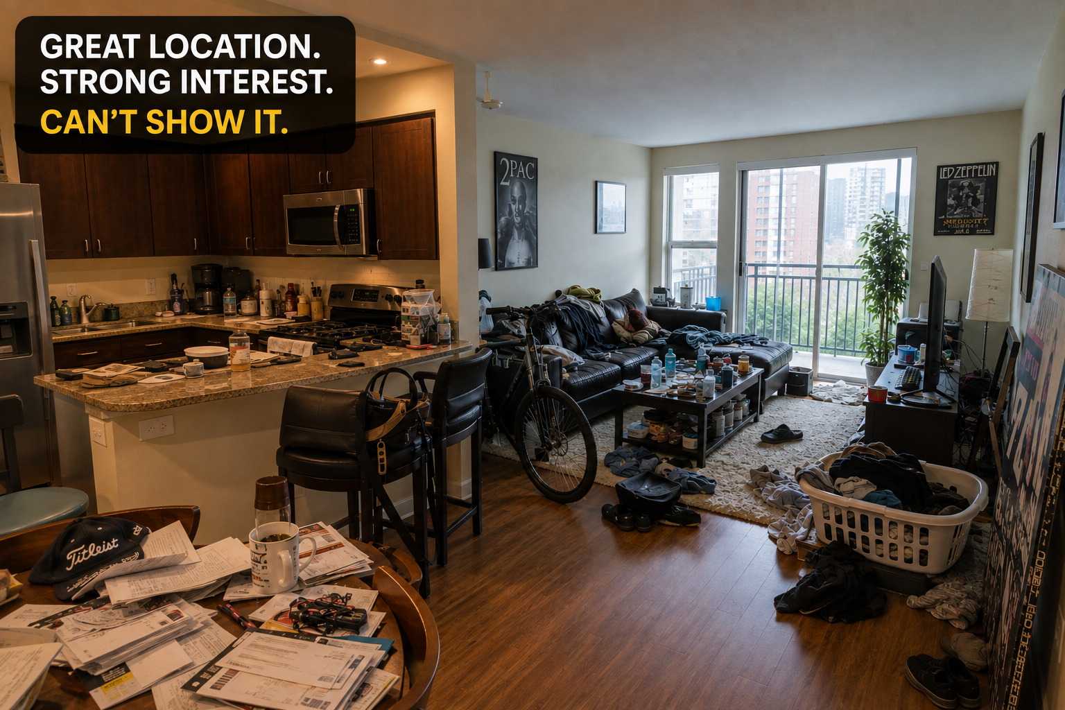 Messy condo. Here's how a tenant affects showings, your buyer pool, and your price when you sell an Arlington condo.